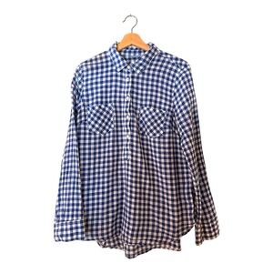 Merona Navy and White Plaid Women’s Shirt